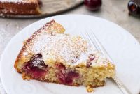 Cherry Almond Cake Recipe with Moist Layers and Sweet Glaze