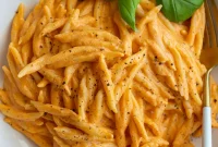 Creamy Roasted Red Pepper Tofu Pasta Recipe