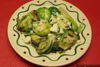 Roasted Brussels Sprouts with Asiago and Garlic Crunch