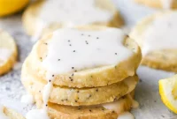 Lemon Poppy Seed Shortbread Cookies Recipe with Zesty Glaze