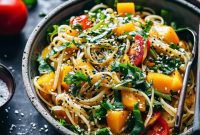 Mango Coconut Cold Noodle Salad with Citrus Dressing