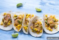Honey Mustard Fish Tacos with Crispy Slaw and Lime crema