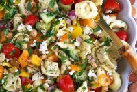Greek Tortellini Salad with Feta, Olives & Lemon Dressing