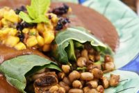 Black-Eyed Pea Enchiladas with Mole and Mango-Mint Salsa