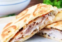 Italian Flatbread Turkey Melts with Mozzarella and Pesto