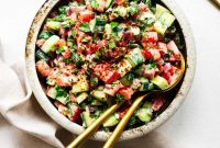Tomato, Cucumber & Tahini Salad with Lemon-Dill Dressing