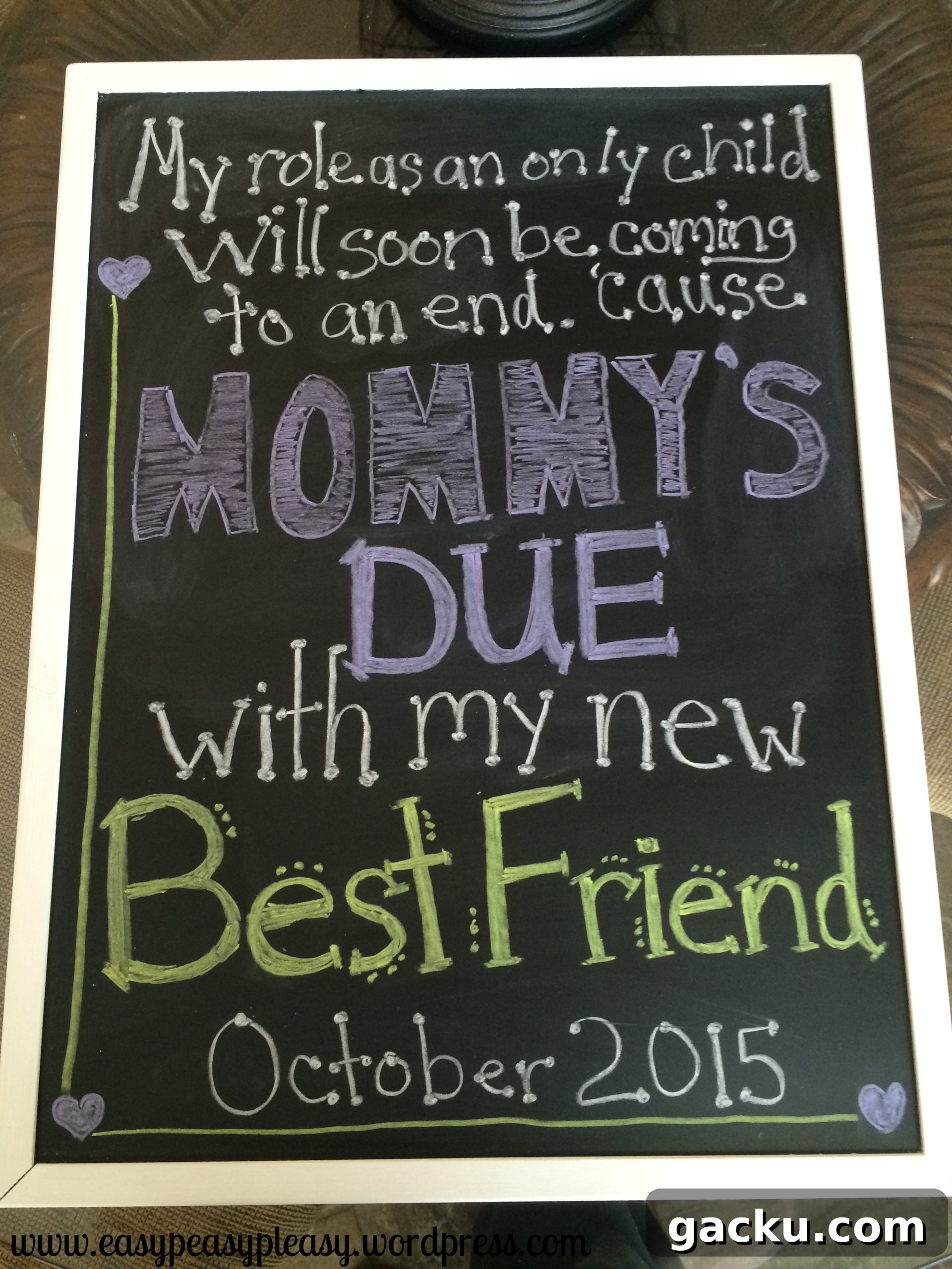 DIY Pregnancy Announcement Ideas: Feature Friday with Family & Friends 5 Easy DIY chalkboard birth announcement