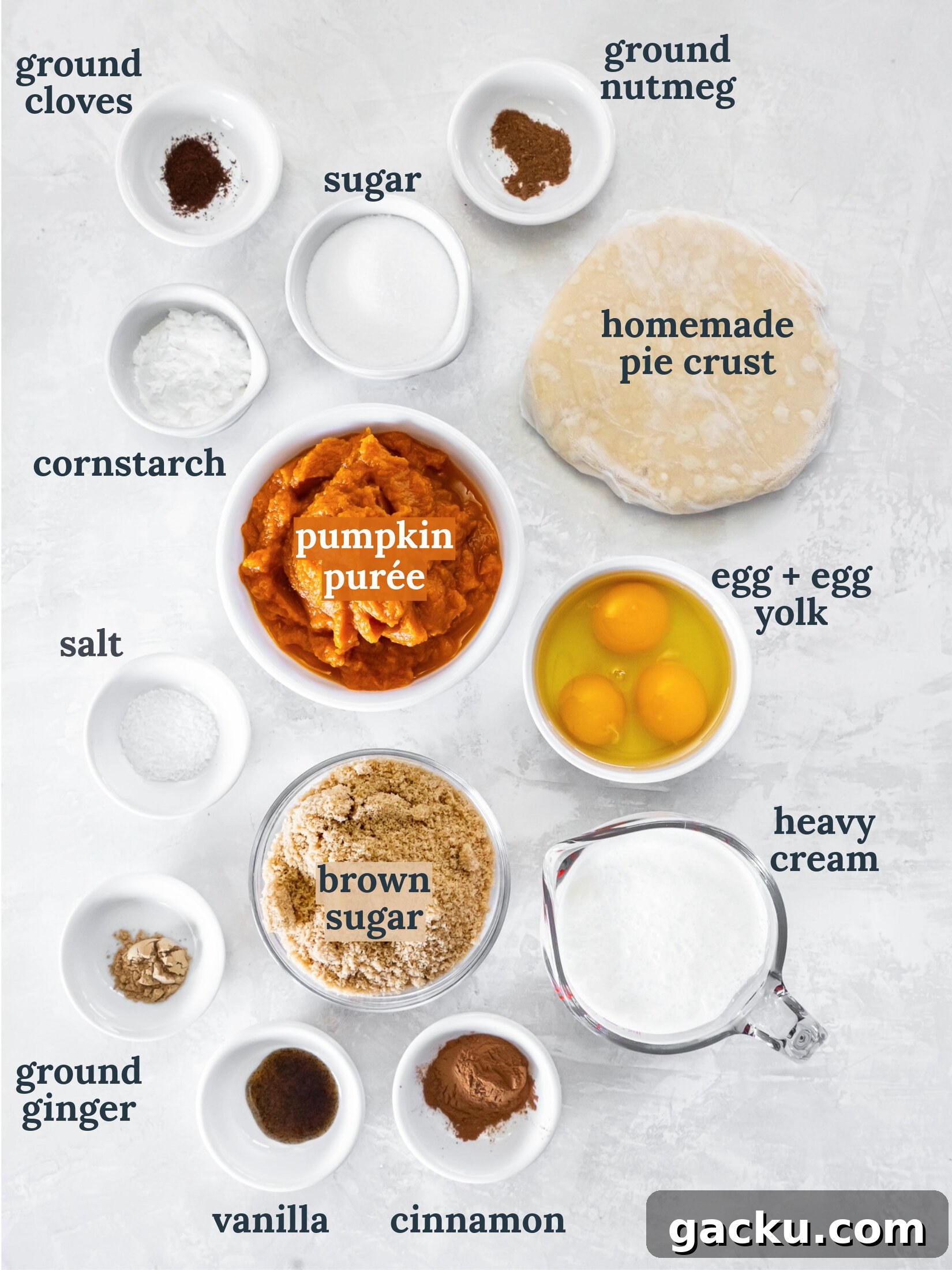 Homemade Pumpkin Pie Recipe: Classic Scratch-Baked Pie 3 pumpkin pie ingredients labeled with text.