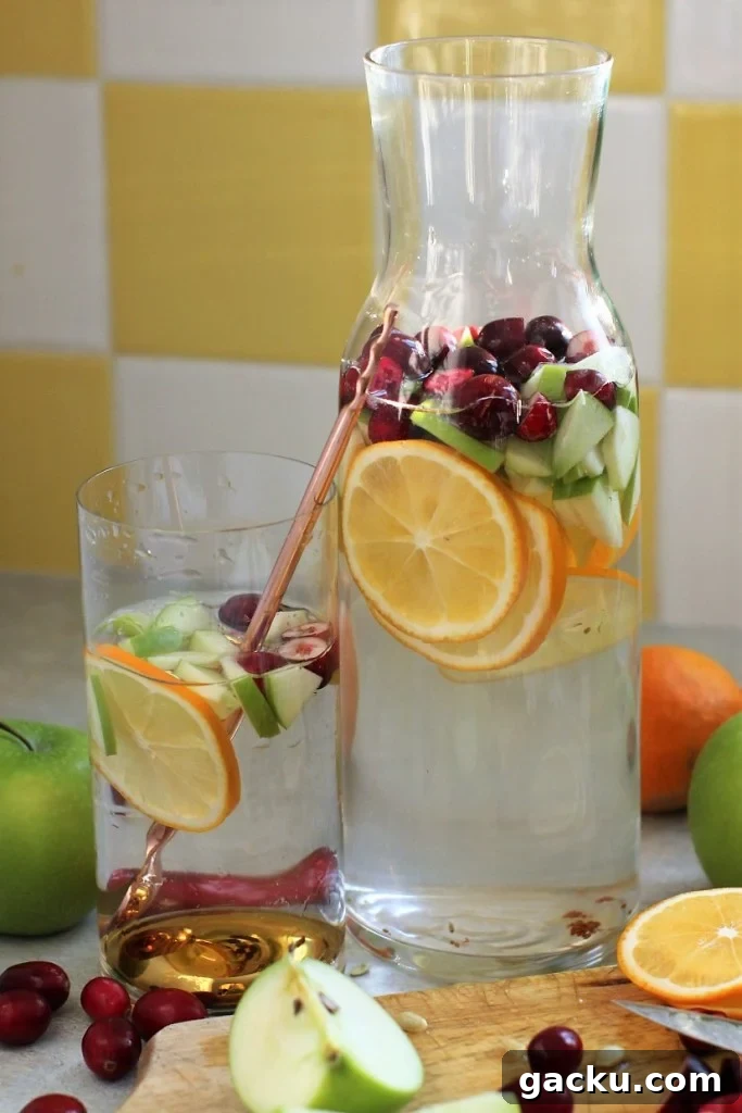 green apple, cranberry, lemon detox water