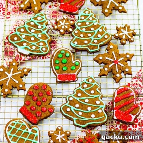 soft gingerbread cookies decorated for Christmas