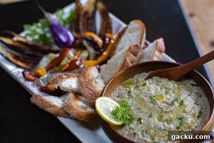 Smoky Eggplant Dip with Roasted Peppers Recipe 10 Serving Baba Ganoush