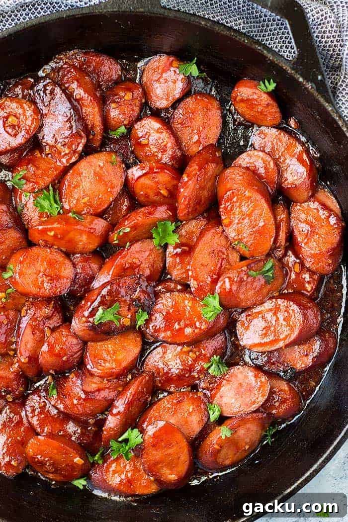 Smoked Sausage Skillet Dip for Parties and Game Days 2 sausage appetizer in a skillet
