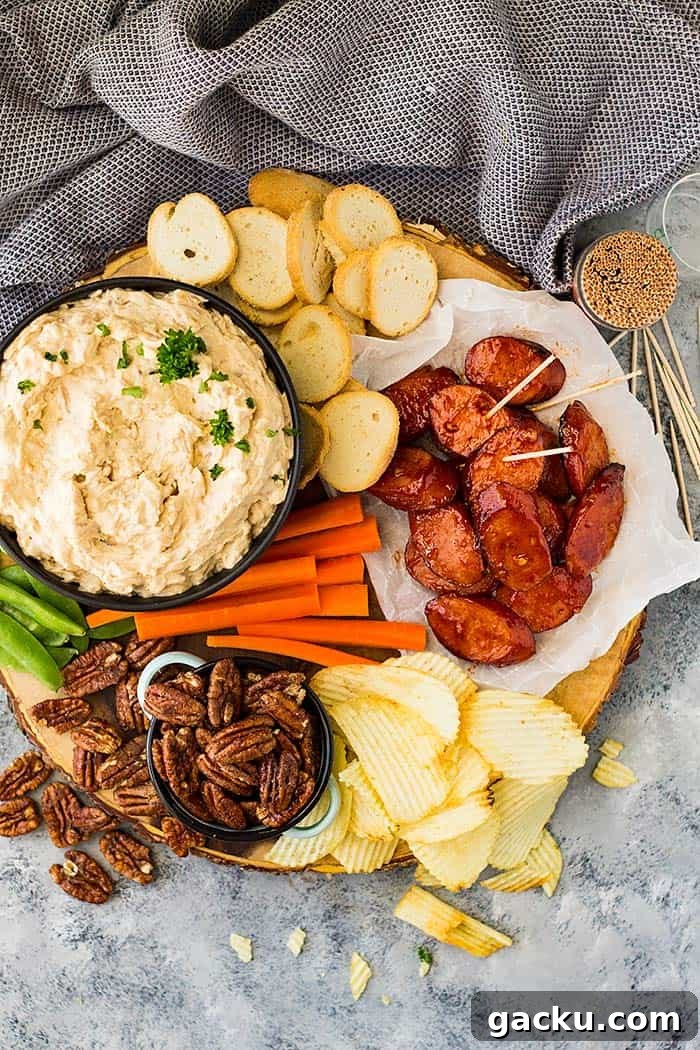 Smoked Sausage Skillet Dip for Parties and Game Days 3 platter with smoked sausage