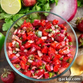 Fresh Strawberry Salsa in a glass bowl