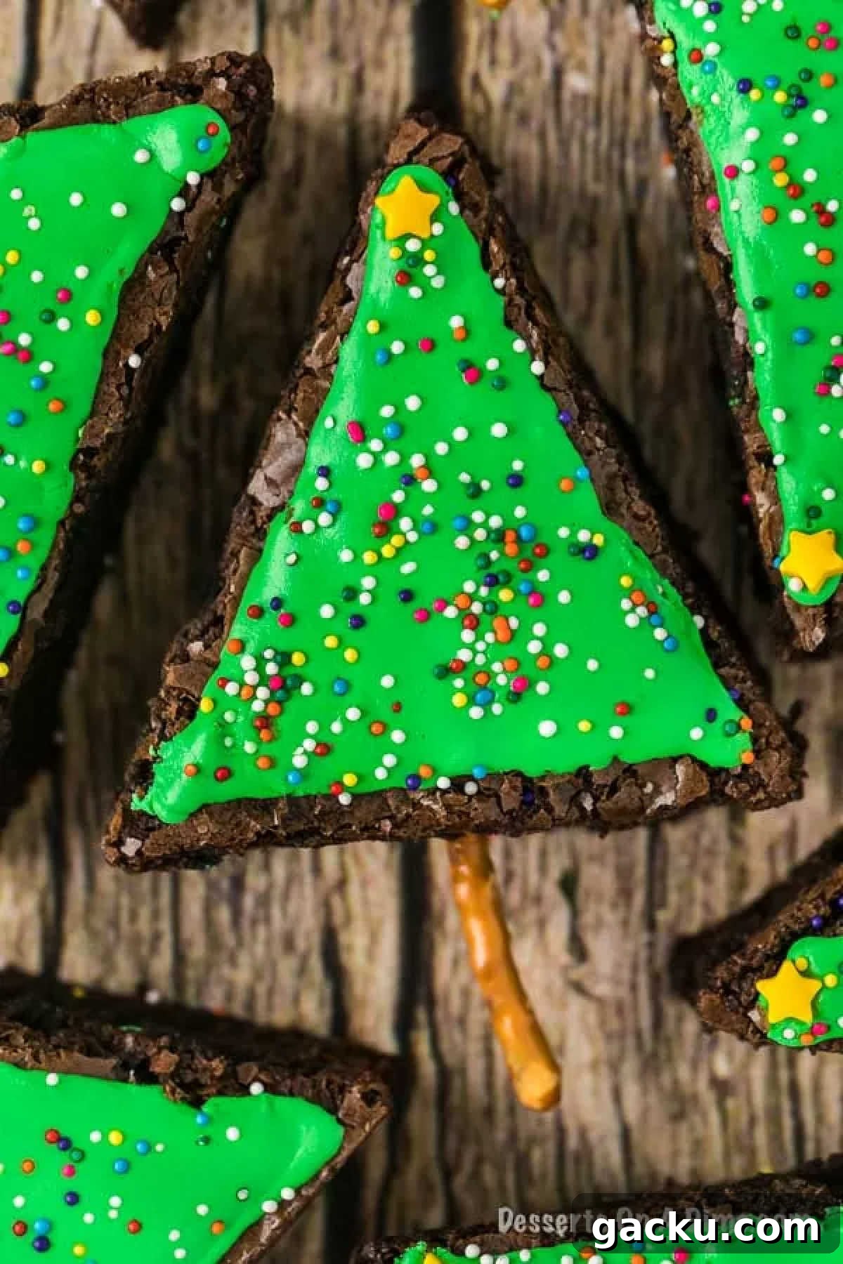Christmas Tree Brownie Recipe: Festive Layered Chocolate Treat 2 Christmas tree brownies ready to serve.