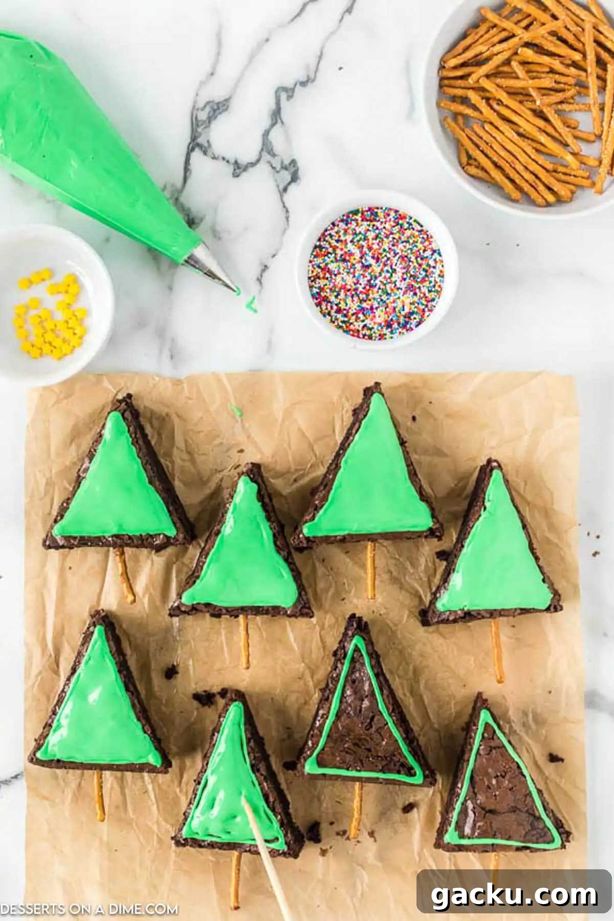 Christmas Tree Brownie Recipe: Festive Layered Chocolate Treat 5 Icing on brownies smoothed on top.