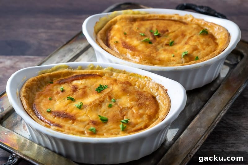 Ultimate Creamy Chicken Pot Pie Recipe for Comforting Weeknight Meals 7 two chicken pot pies on a tray.
