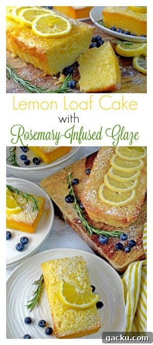 Rosemary Lemon Loaf with Silky Lemon Icing 11 This Lemon Loaf Cake Recipe features the juice and zest of fresh lemons topped with a rosemary-infused lemon glaze for a sheer magical tasting dessert that is irresistible.
