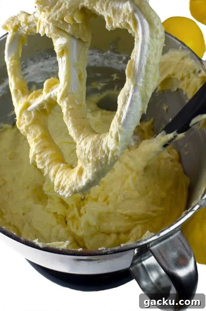 Rosemary Lemon Loaf with Silky Lemon Icing 4 Cake batter in mixing bowl