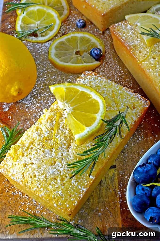 Rosemary Lemon Loaf with Silky Lemon Icing 8 The best lemon loaf cake recipe is from Platter Talk.