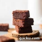 close up image of stacked eggless brownies