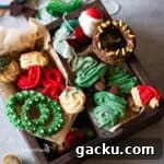 close up image of christmas butter cookies placed in a box