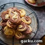 close up image of chocolate vanilla danish butter cookies