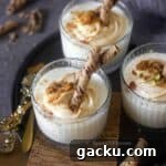 cropped image of ramekins with baked yogurt to fit the recipe card