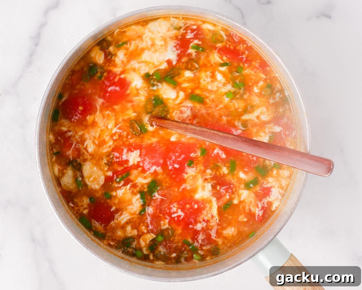 Ready tomato egg drop soup