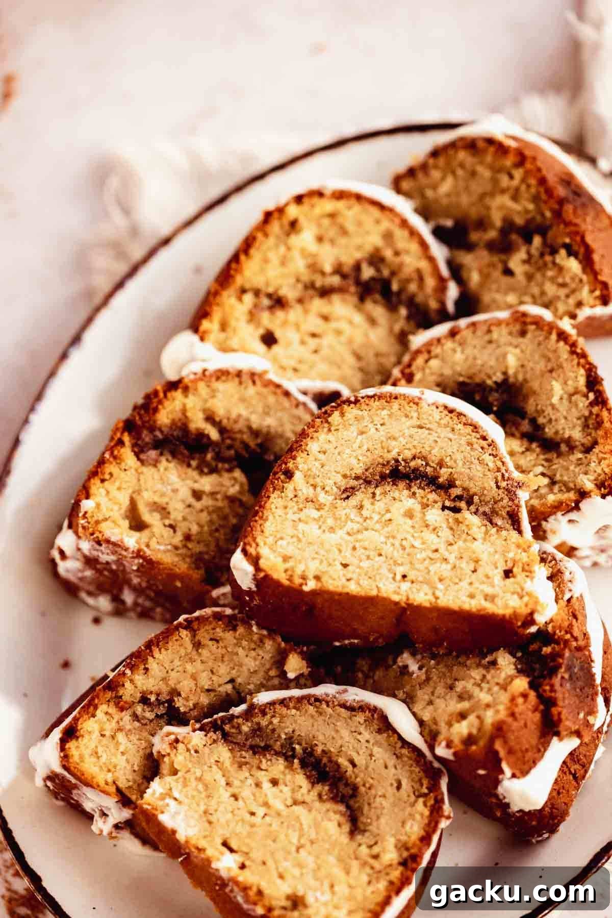 Plate with slices of cinnamon bundt cake