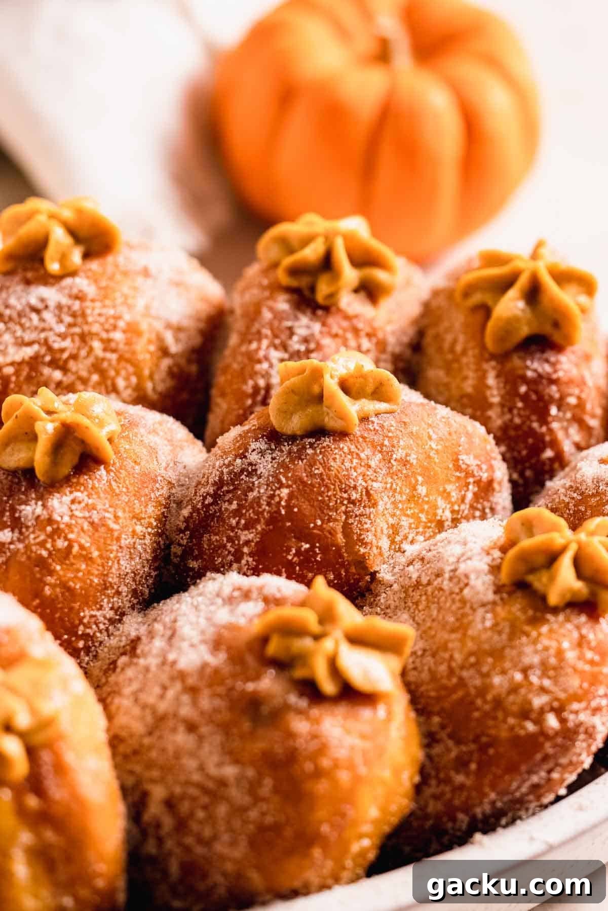 sugared pumpkin donuts with stars of custard filling on top