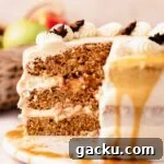 chai cake cut with gooey apple filling