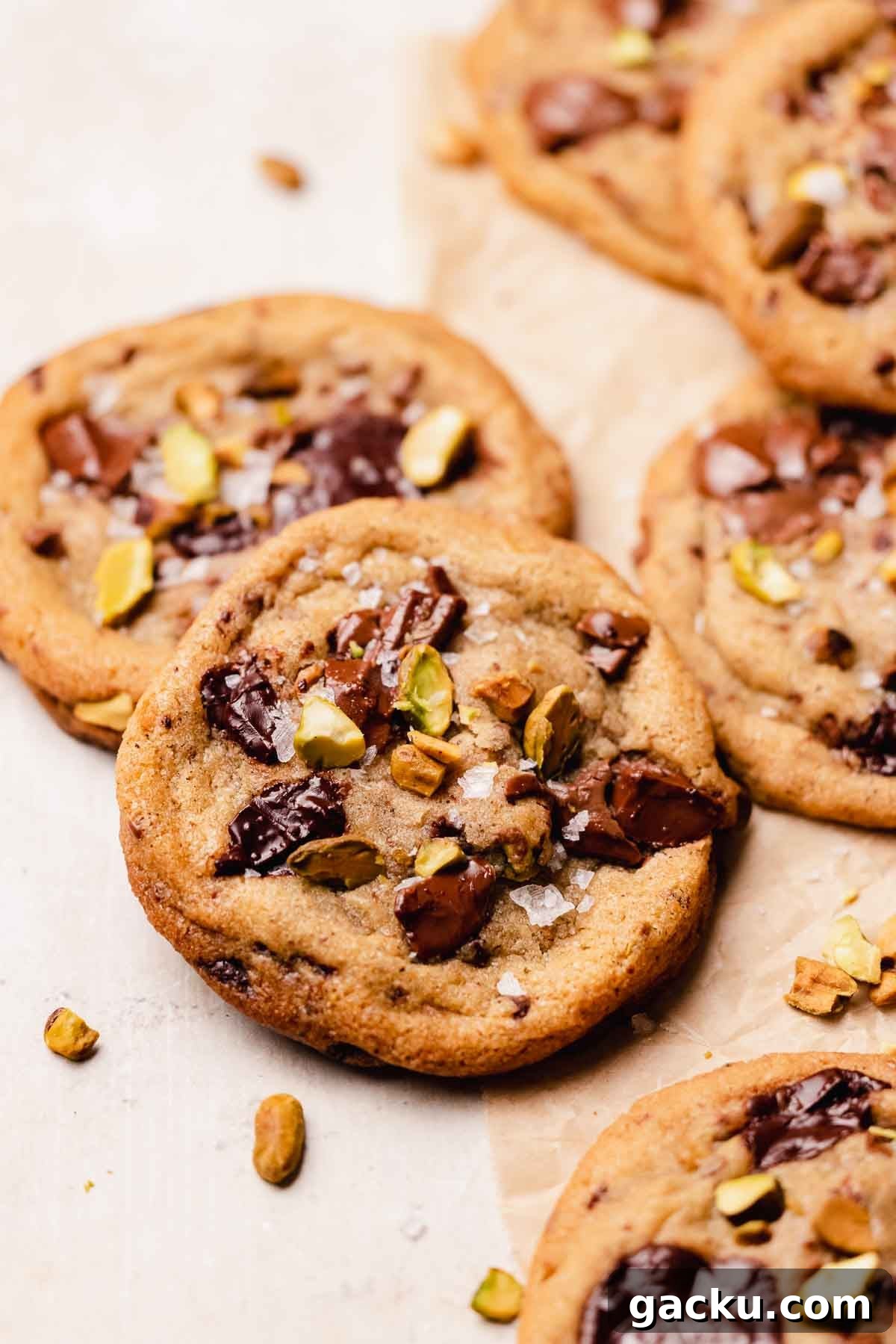 cookie with chocolate pieces and pistachios
