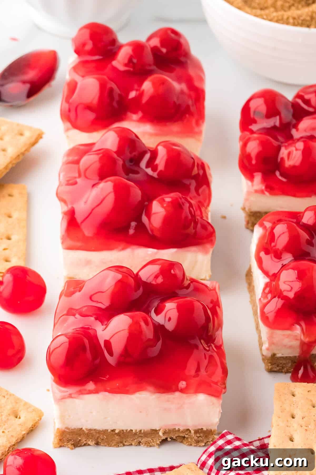 Slices of cheesecake.