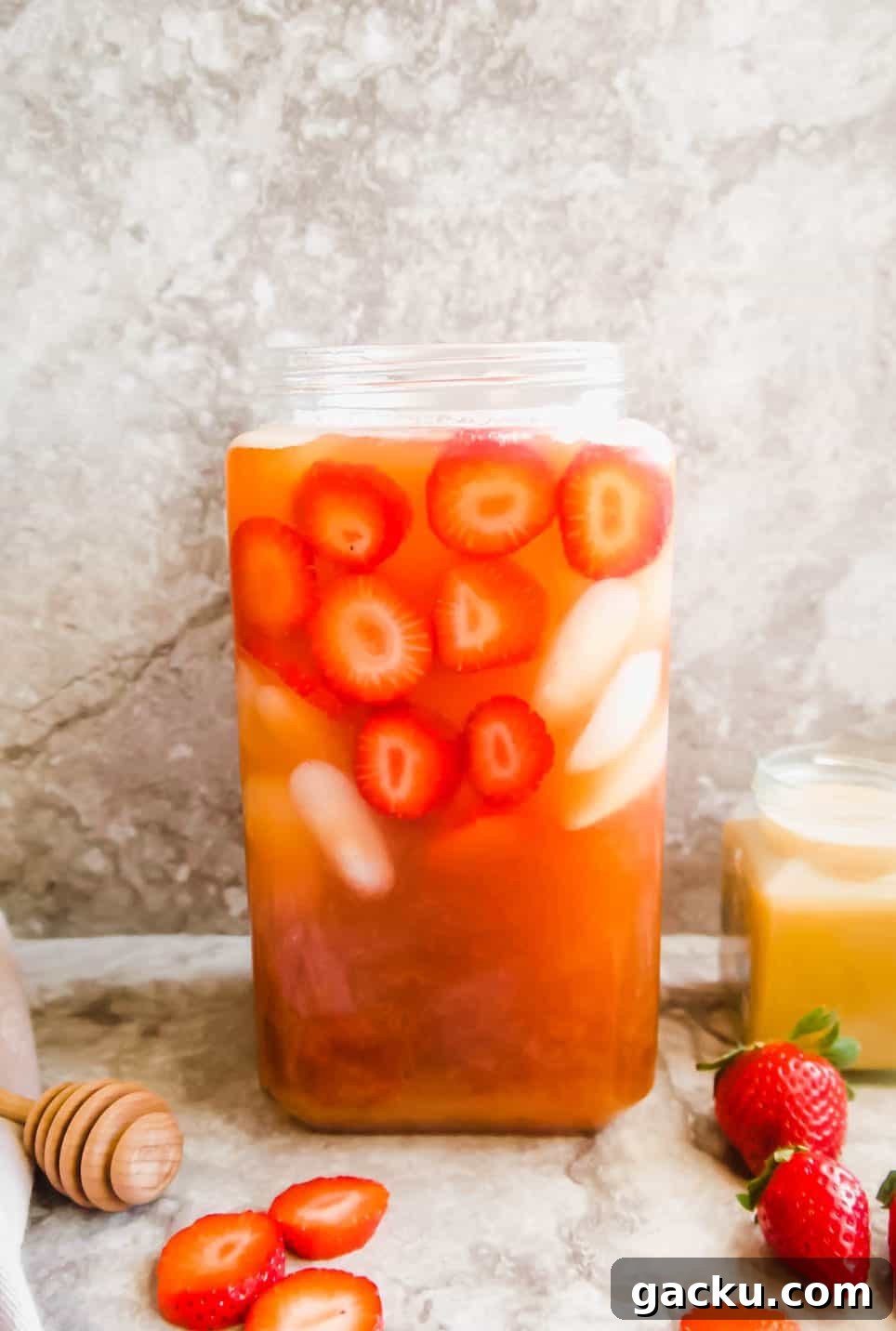 Refreshing Strawberry Iced Tea Recipe: Cool Summer Drink 9 A jar of strawberry iced tea