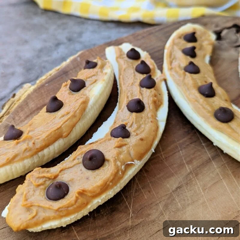 Low-Cal Chocolate Banana Bites with Peanut Butter Filling 2 low calorie banana chocolate peanut butter snack b square
