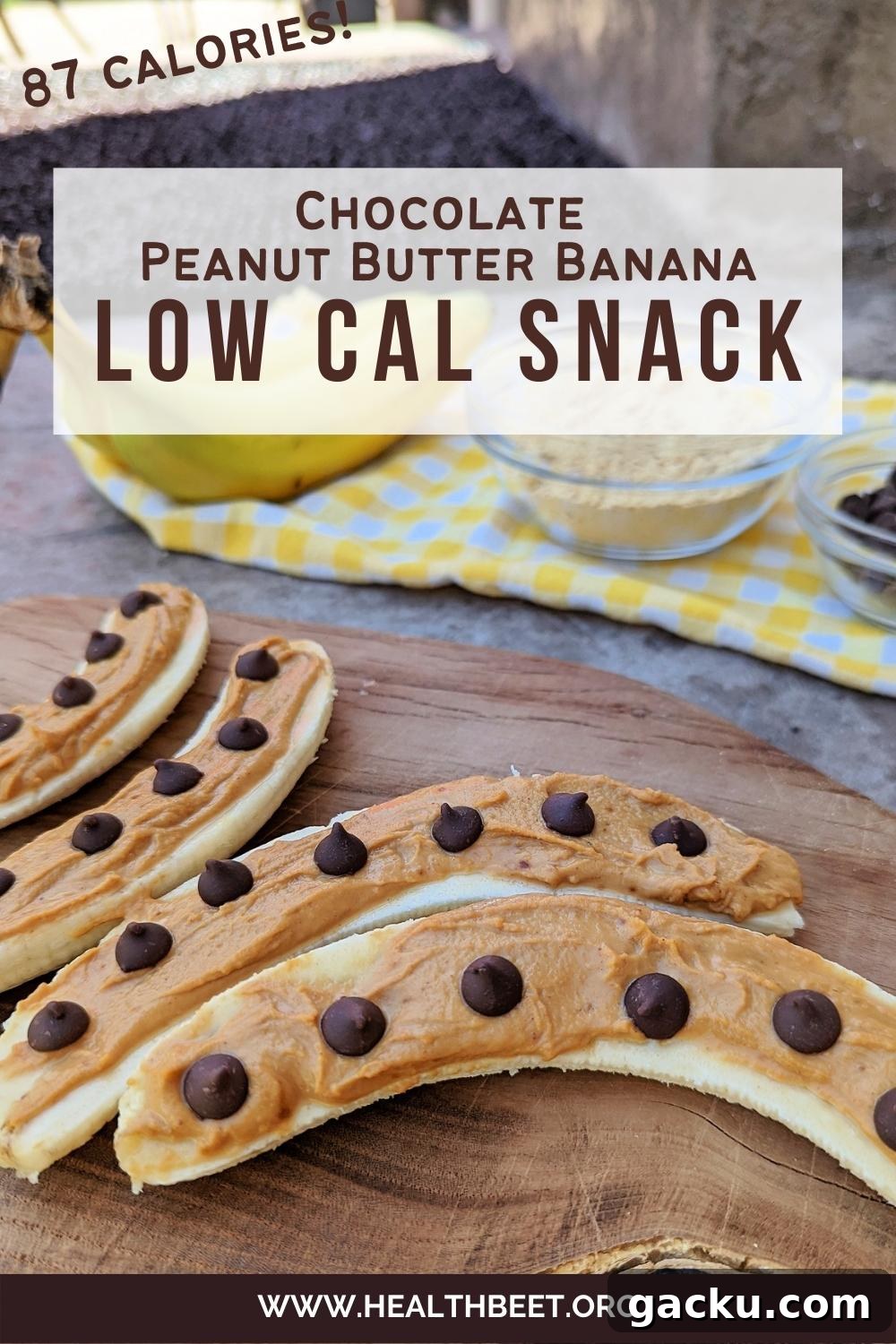 Low-Cal Chocolate Banana Bites with Peanut Butter Filling 5 chocolate peanut butter banana snack 87 calories