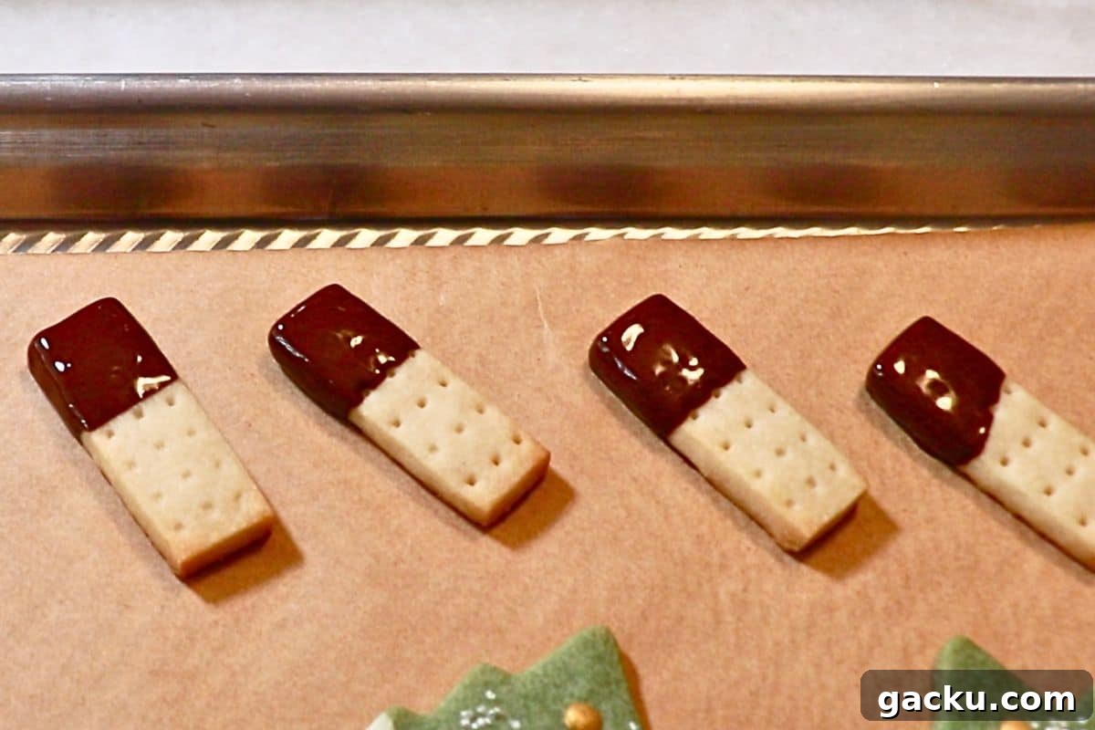 Mini shortbread cookies dipped in chocolate