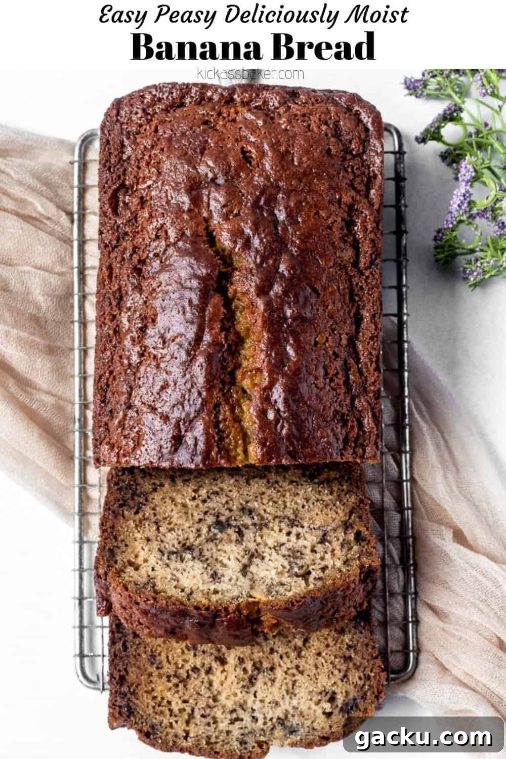 Sour cream Banana Bread recipe pin for pinterest