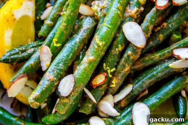 Lemon Dijon Green Beans Almondine garlic butter green beans.
