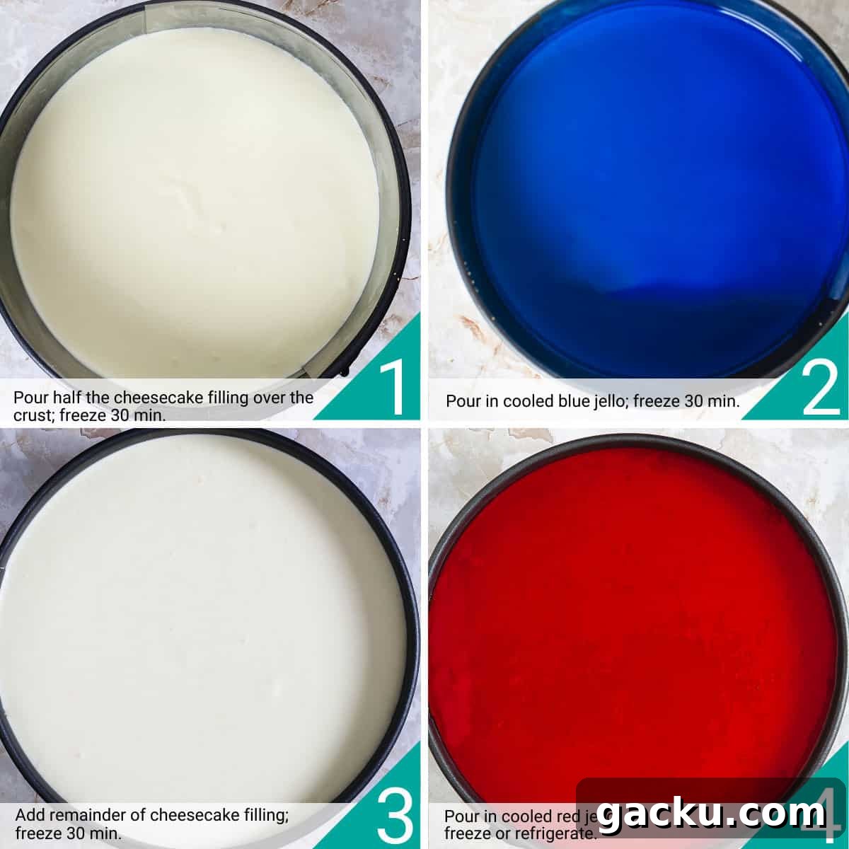 Four-image photo showing layers of the cake.