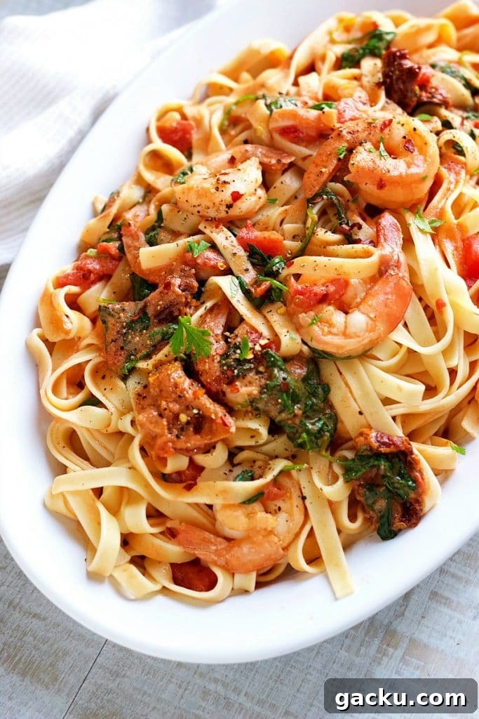 Sun-dried Tomato Shrimp Fettuccini