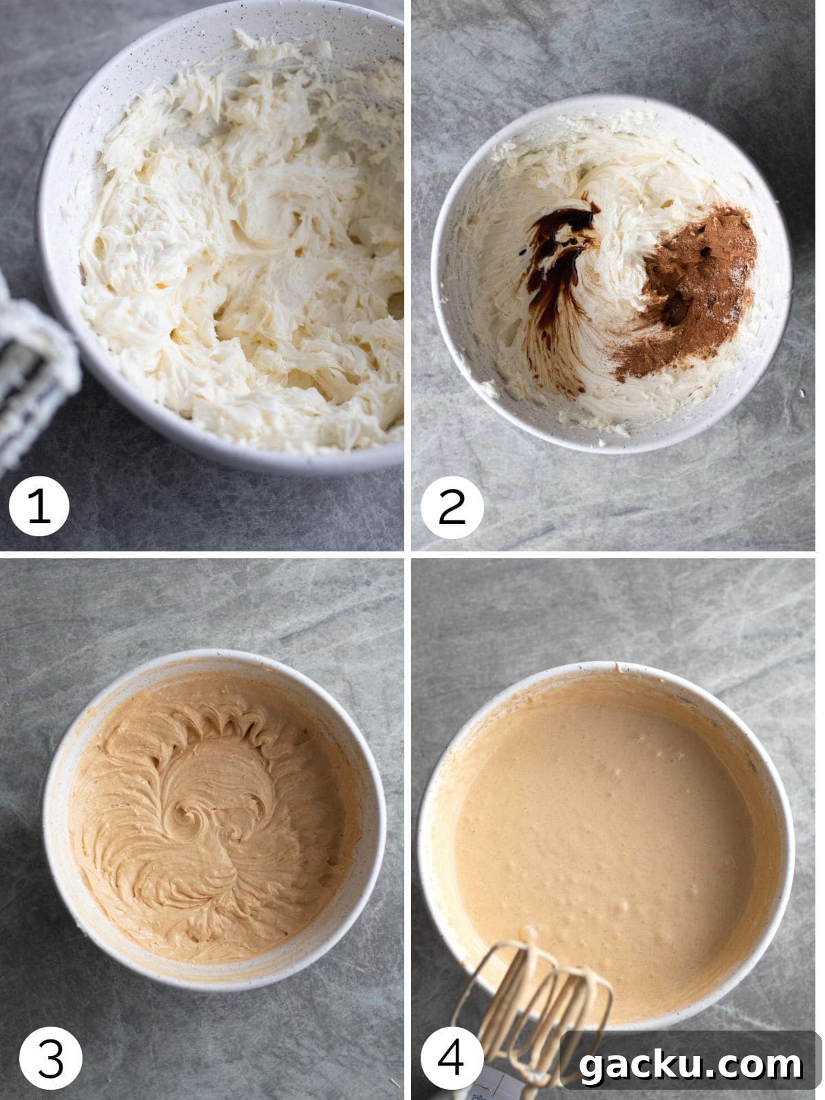 Making the pumpkin cheesecake filling.