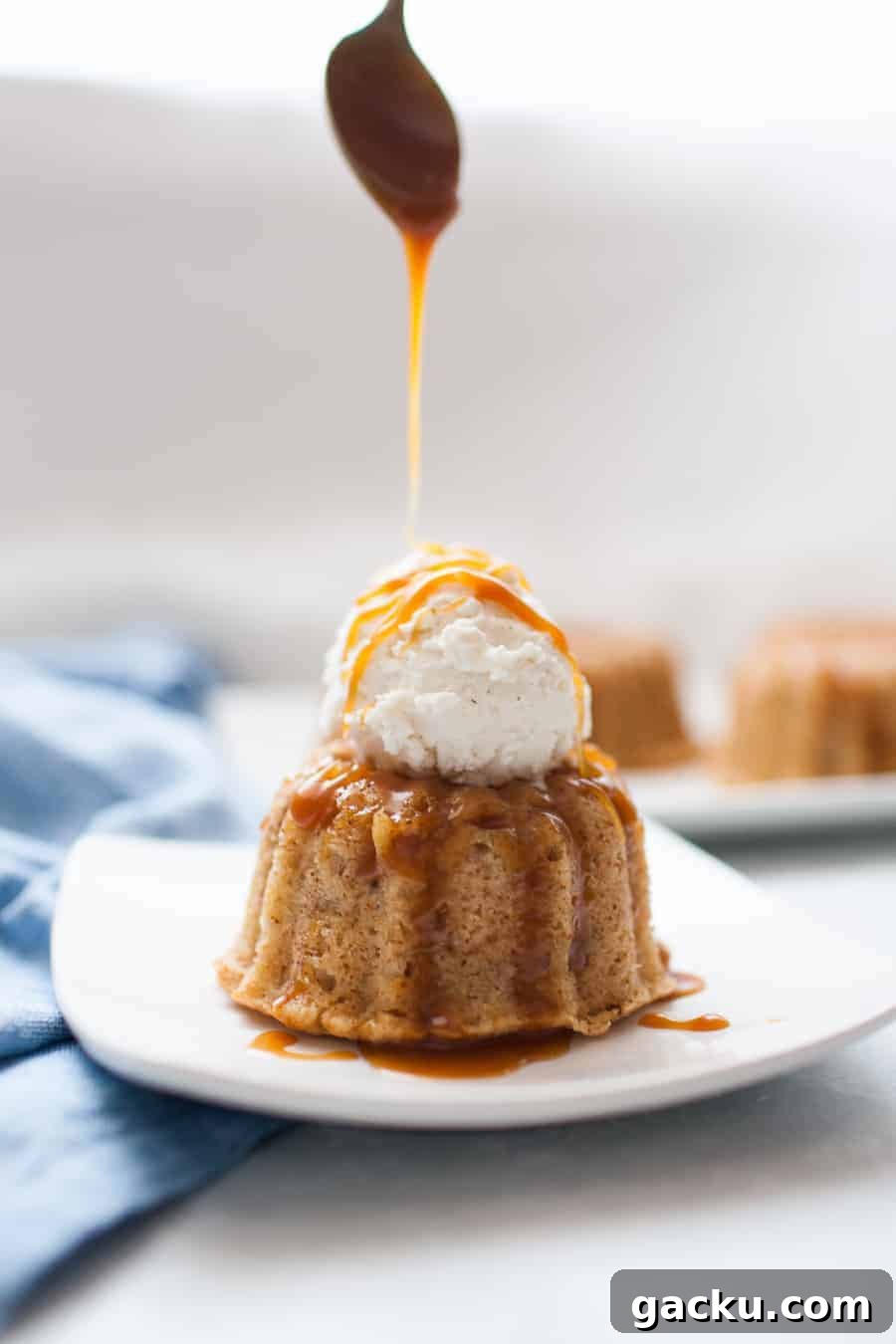 caramel on ice cream on a cake