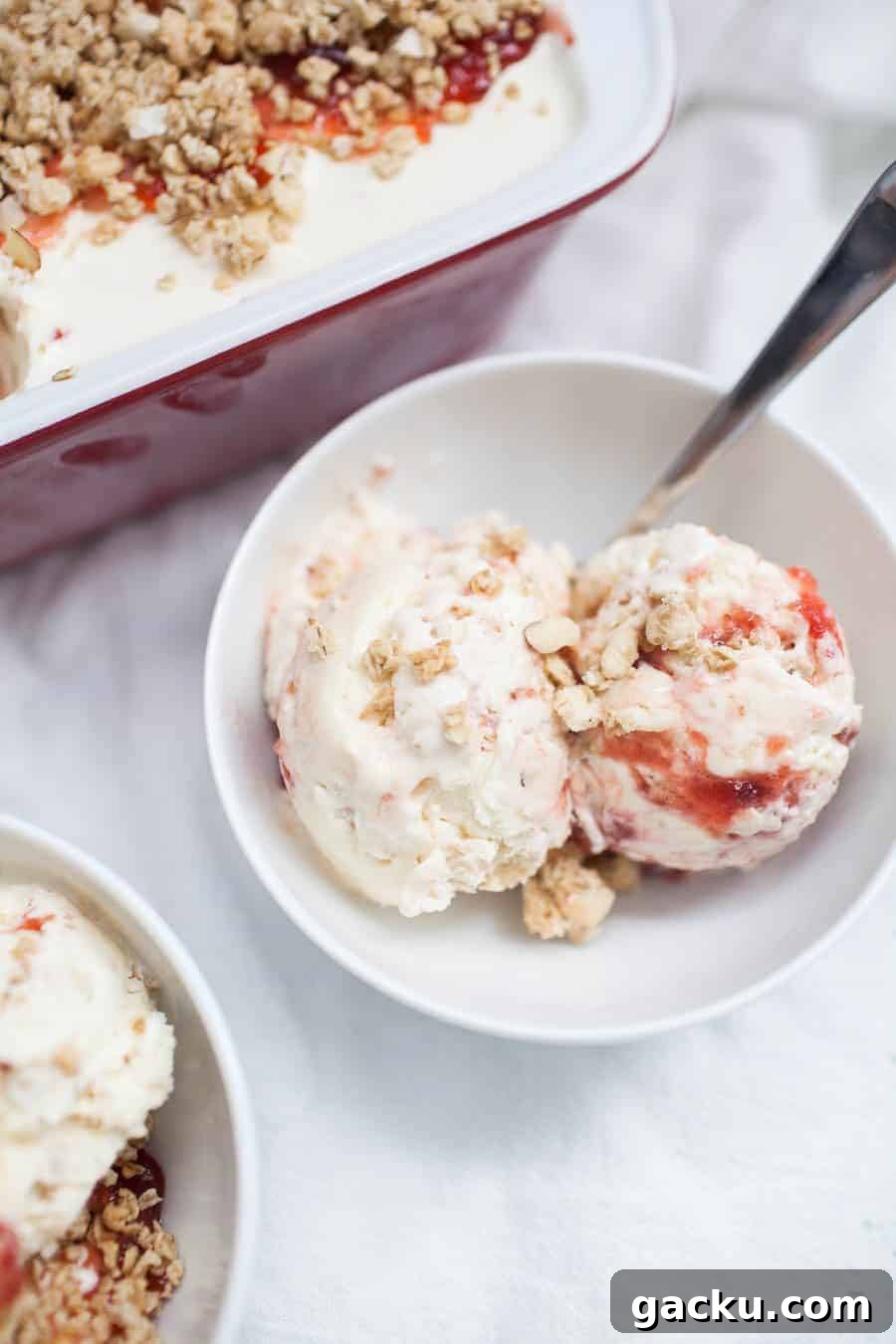 summer ice cream with strawberry granola parfait