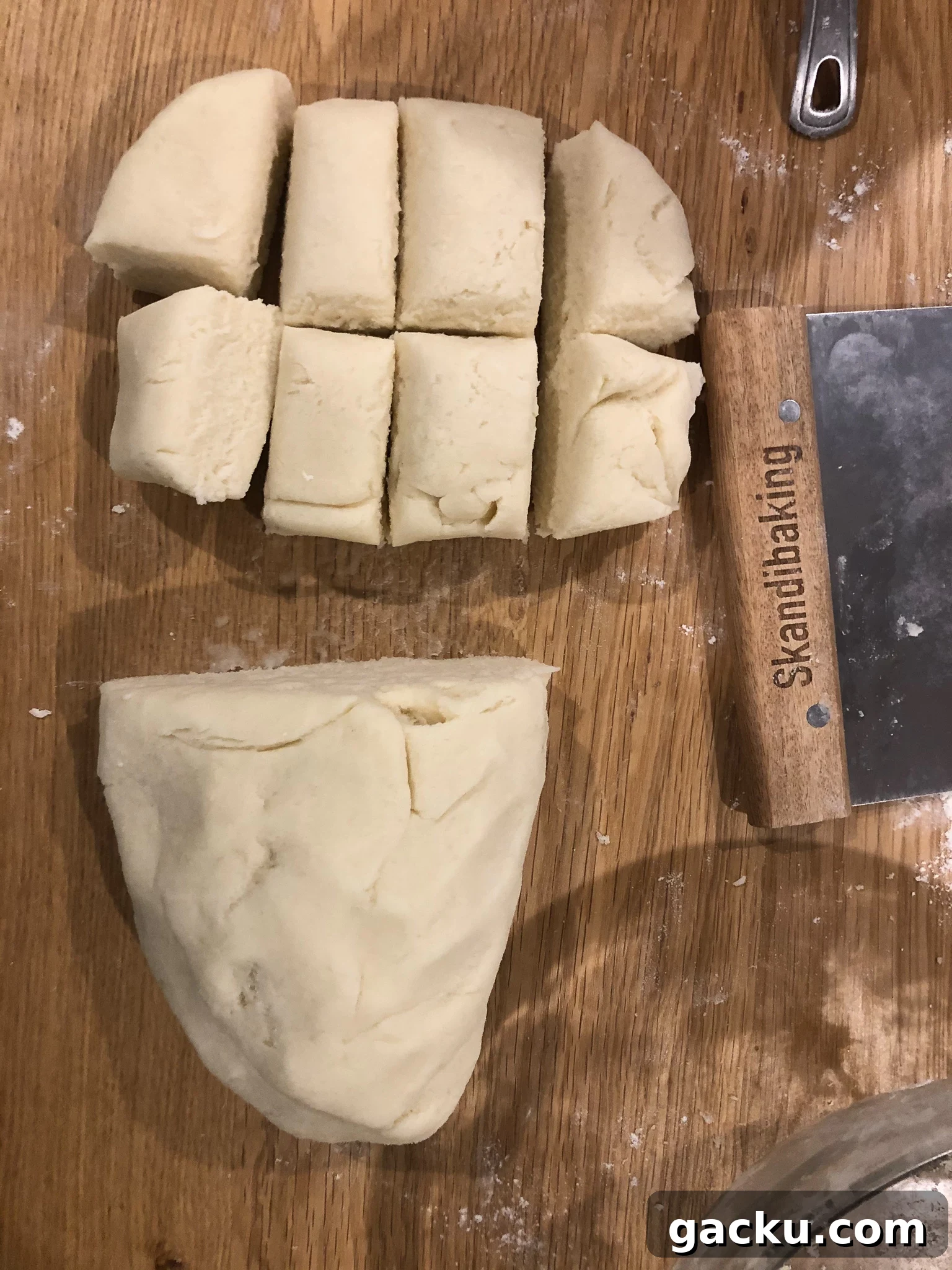 How to Make Traditional Norwegian Lefse: Potato Flatbread Recipe 10 Dough being divided into pieces