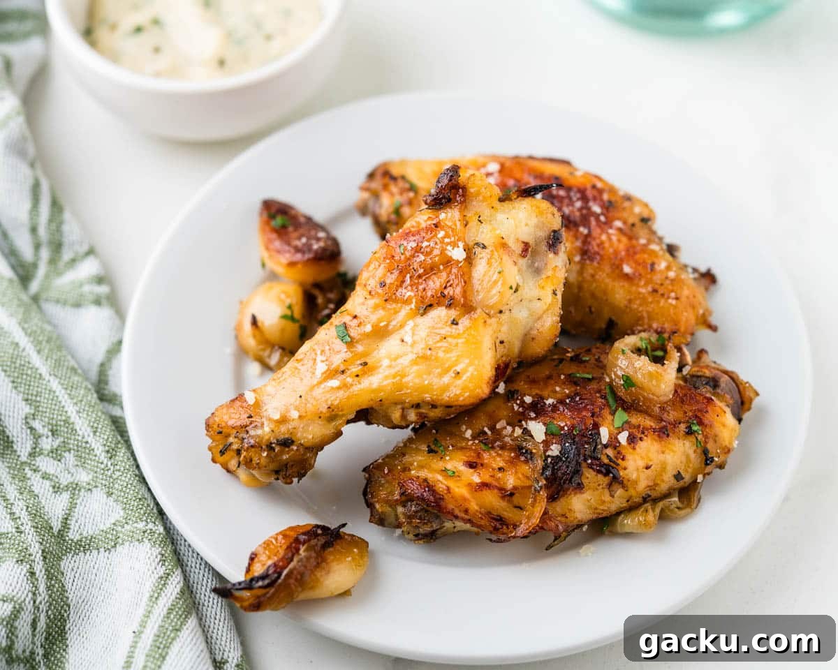 A serving of garlic wings and parmesan cheese on a small plate.