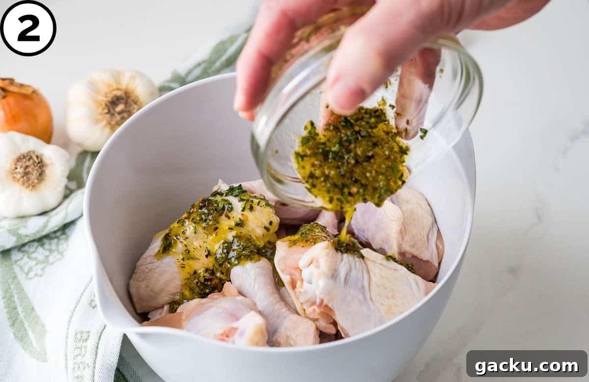 Pour the marinade over the wings.