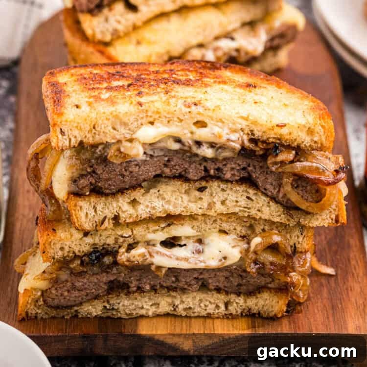Perfect Blackstone Patty Melt Recipe: Juicy, Griddled Sandwich 15 Closeup Square Image of Blackstone Patty Melt