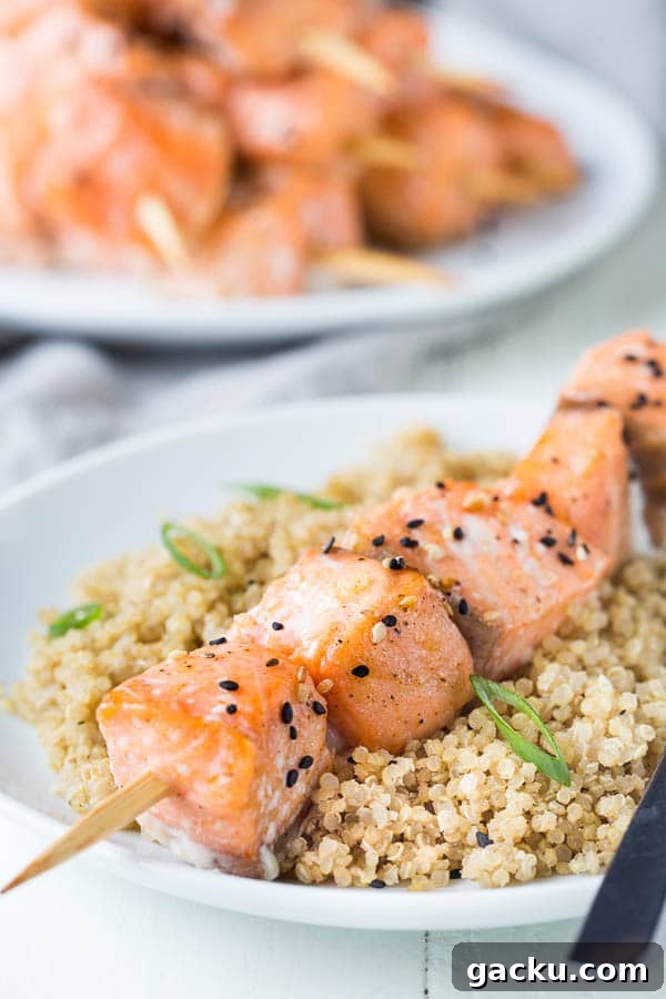 Tender juicy salmon bites infused with sweet and nutty flavors. A fun n' quick dinner made easy!